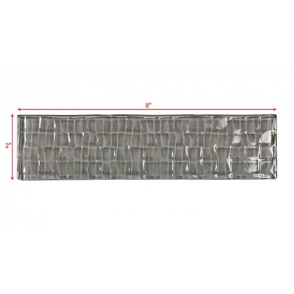 ABOLOS Coastal Style Glossy Pebble Gray Subway 2 in. x 8 in. Textured Glass Wall Tile (0.111 sq.ft/Piece)
