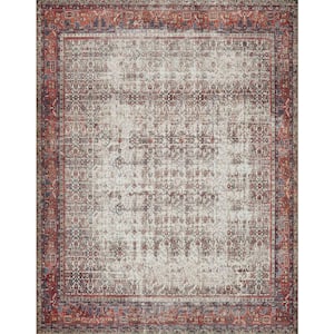 Layla Ivory/Brick 2 ft. x 5 ft. Distressed Bohemian Printed Area Rug