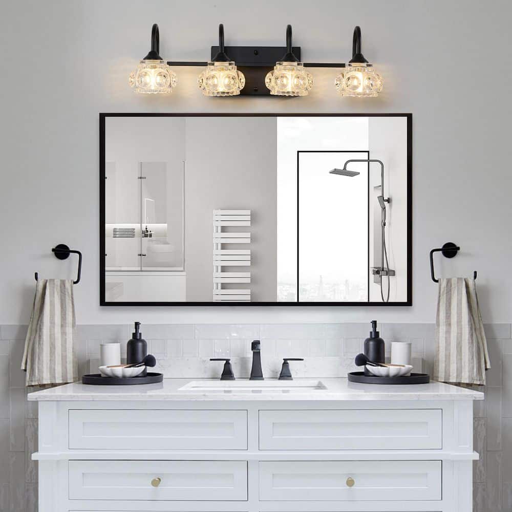 23 in. 4 Light Black Vanity Light with Crystal Glass Shades for Bathroom, Powder Room (Bulb Not Included) price history on PriceWatchPro