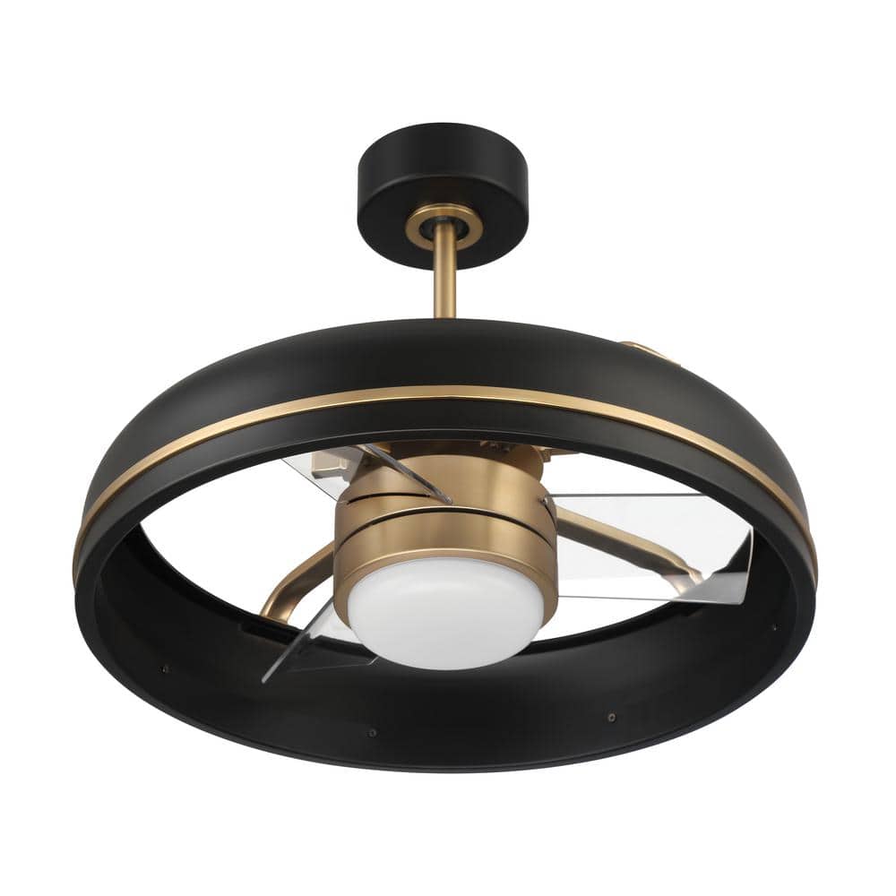 Taylor 20'' Flat Black and Satin Brass Ceiling Fan with LED Light and Remote