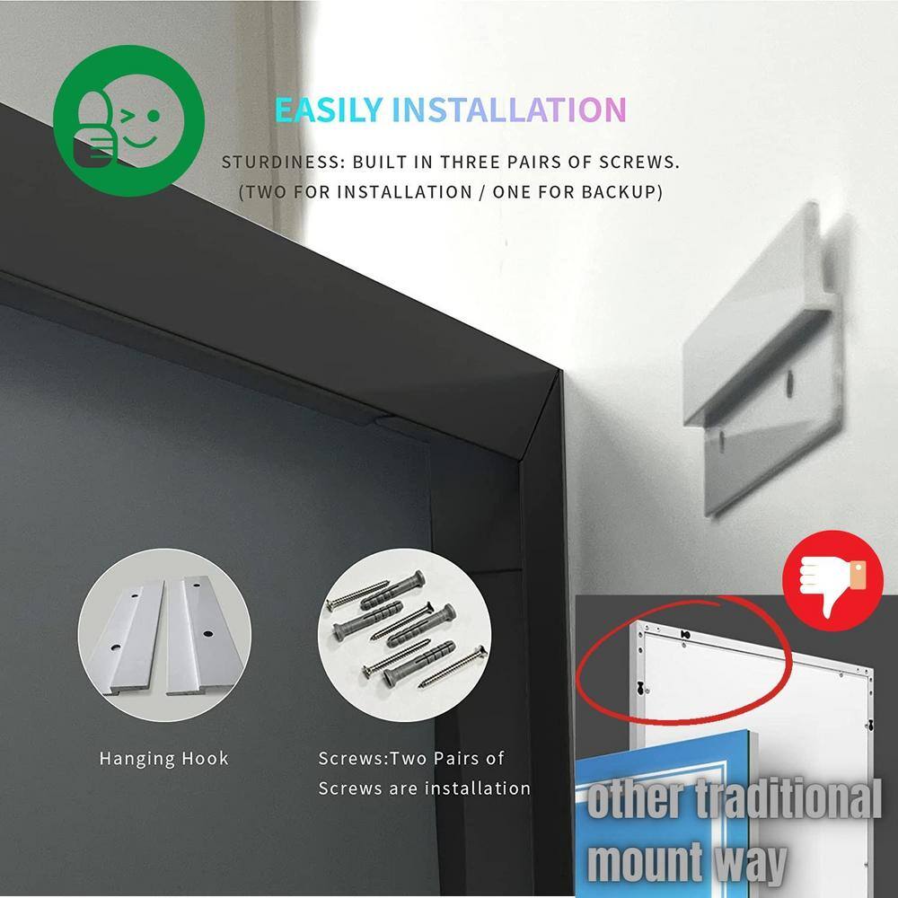 Oversized Matte Black Aluminum Frameless LED Vanity Mirror