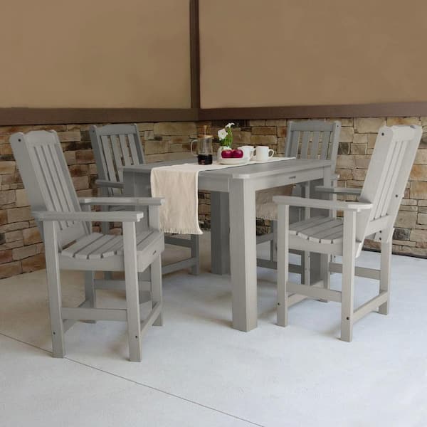 Highwood Lehigh Harbor Gray 5-Piece Plastic Outdoor Counter Height Dining Set in Harbor Gray (Set of 4)