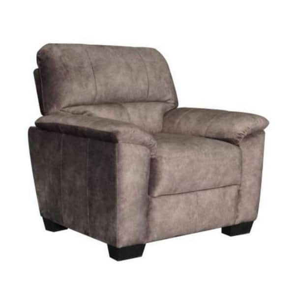 Benjara Gray Velvet Arm chair with Block Legs