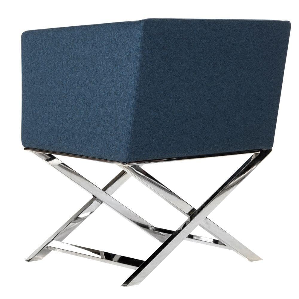 Navy Chrome Transitional Director's Accent Chair in Leather