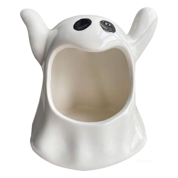 Ghost Shaped Ceramic Holder, Ghost Ceramic Candy Bowl, Halloween Candle Holder Cup, Multipurpose Tabletop Organizer