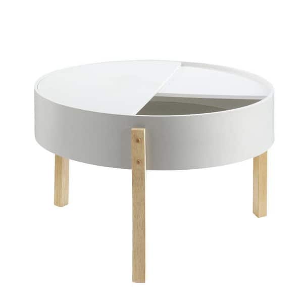 32 L White Round Wood Coffee Table With Storage Yj Yuki9595711 32 L White Round Wood Coffee Table, White Round Side Table With Storage