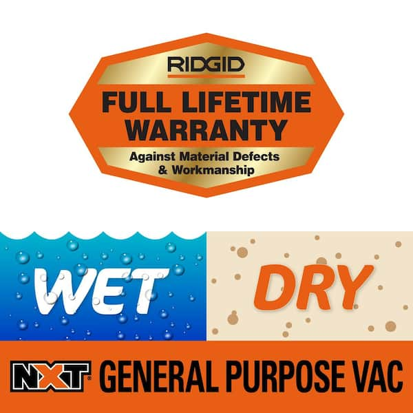 16 Gal. 5.0 Peak HP NXT Shop Vacuum Wet Dry Vac with General Debris Filter, Locking Hose and Accessory Attachments