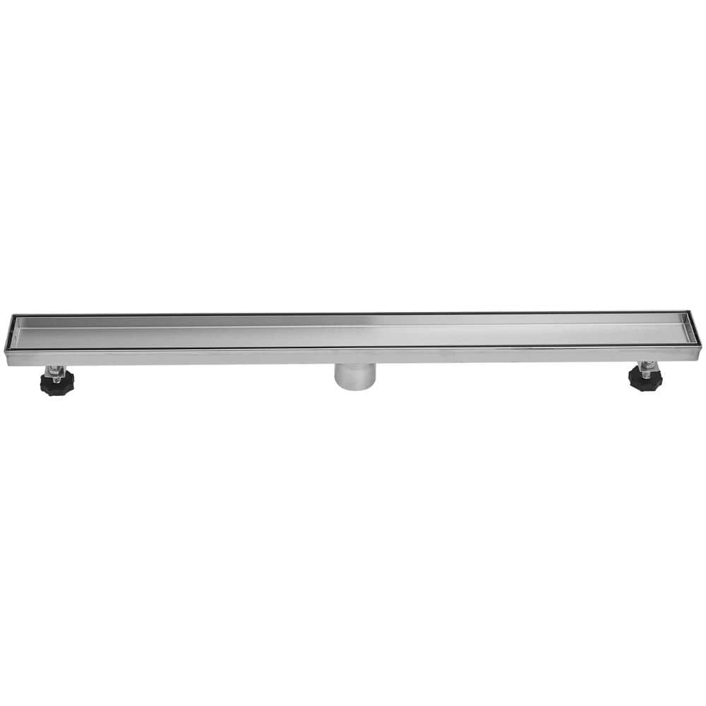 32 in. Stainless Steel Linear Shower Drain with with Tile Insert Cover Slot Pattern Drain Cover in Brushed Nickel price history on PriceWatchPro