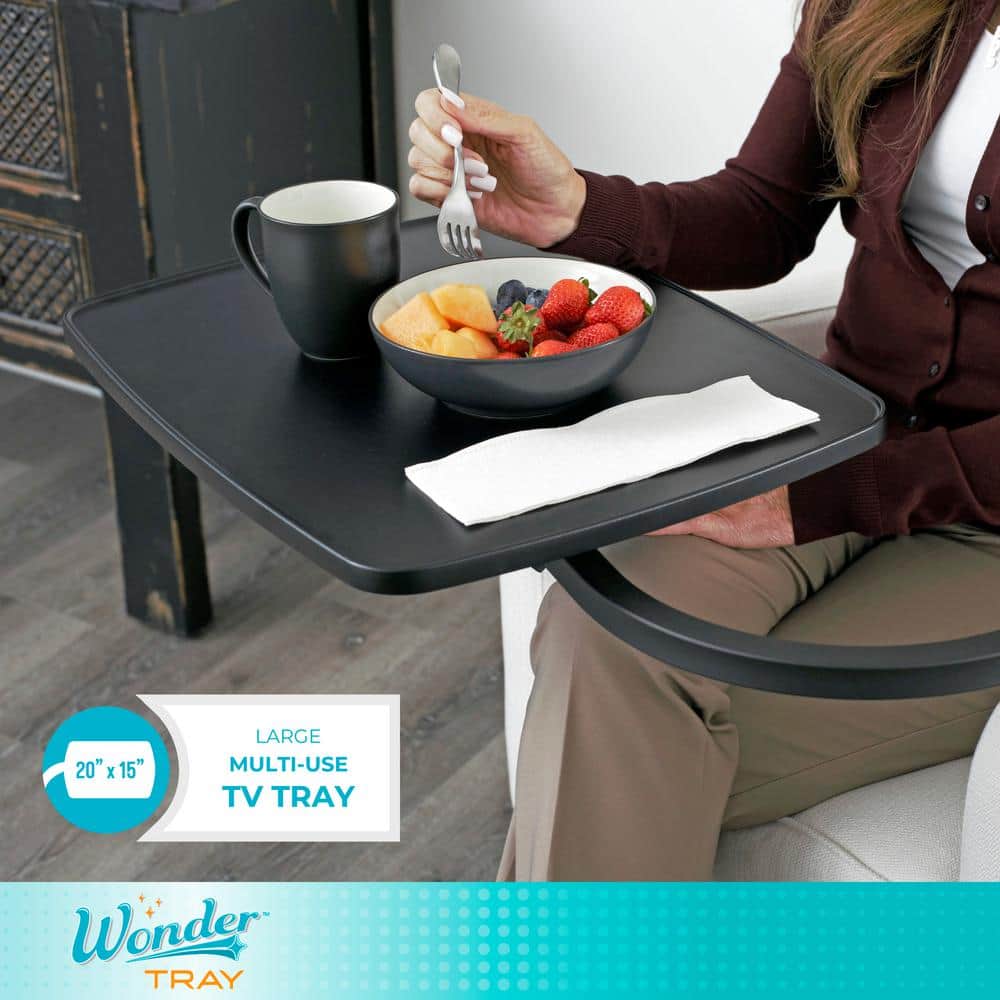 Wonder Tray 20 in. x 15 in. Black Rectangular MDF End Table with 360 ° Swivel Arm - thumbnail 4