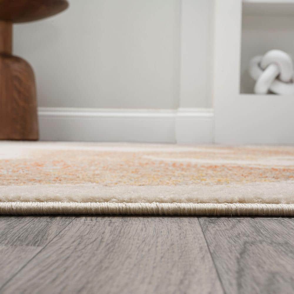 Petalo Abstract Orange Beige Cream Modern Area Rug 3 x 5