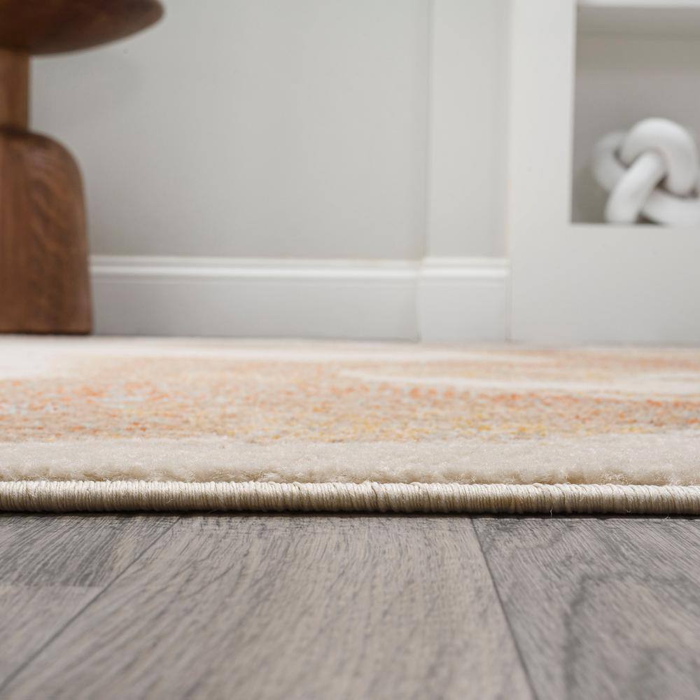 Petalo Modern Abstract Orange and Beige Flat Woven Area Rug
