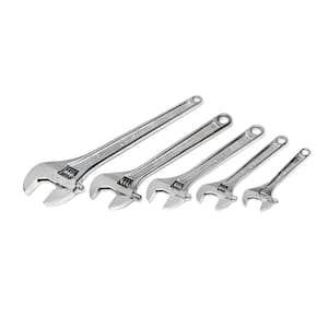 6 in., 8 in., 10 in., 12 in., and 12 in. Chrome Adjustable Wrench Set (5-Piece)