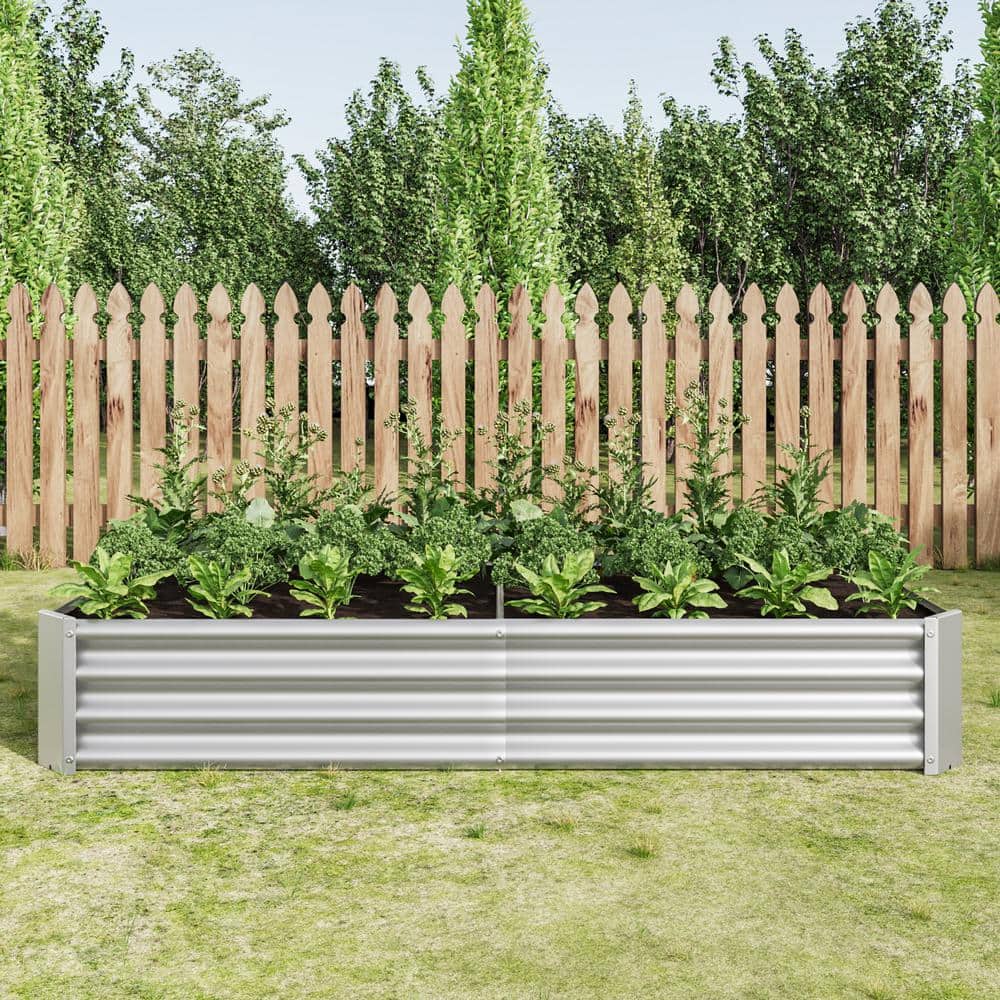 70.87 in. x 35.83 in. x 11.81 in. Silver Metal Raised Garden Bed