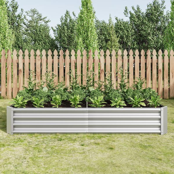 70.87 in. x 35.83 in. x 11.81 in. Silver Metal Raised Garden Bed
