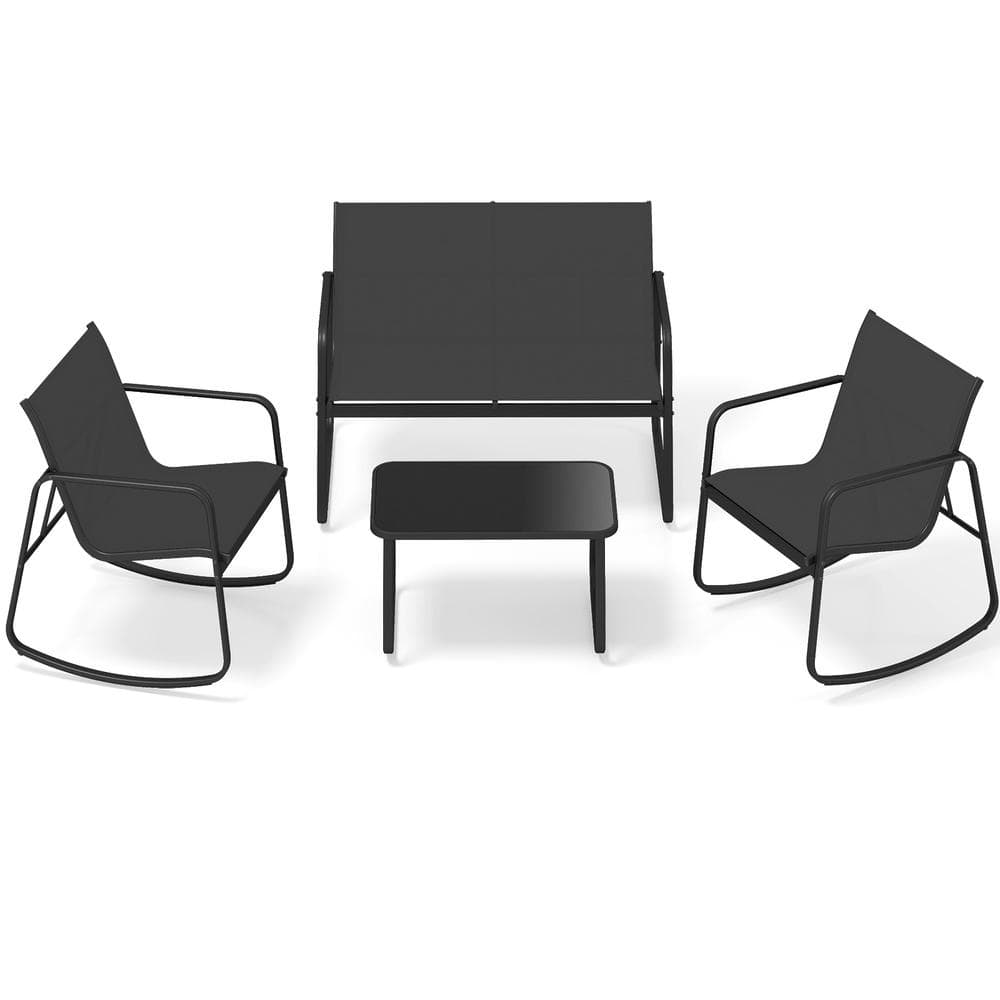 4 Piece Rattan Outdoor Conversation Set with Glass Table price history on PriceWatchPro