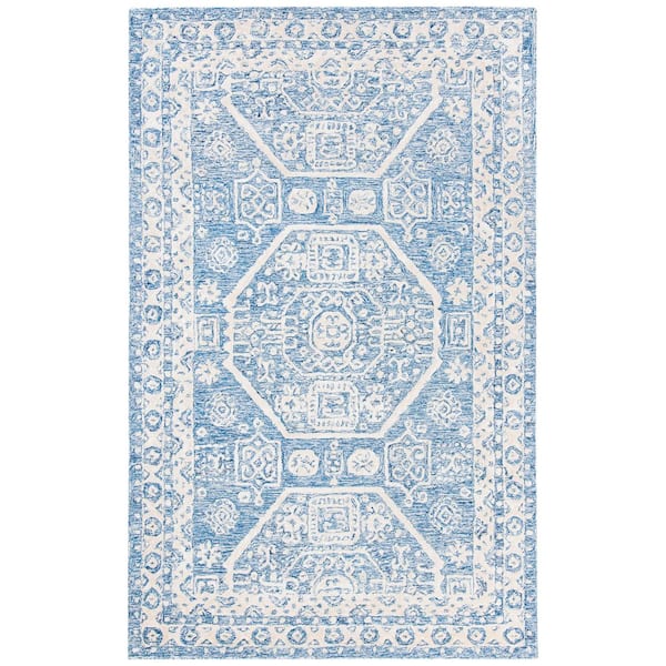 Glamour 8 ft. x 11 ft. Navy/Ivory Ornate Border Area Rug