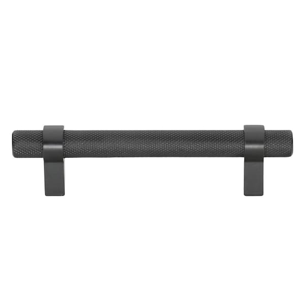 3-3/4 in. (96 mm ) Center-to Center Matte Black Knurled Bar Pull (10-Pack )