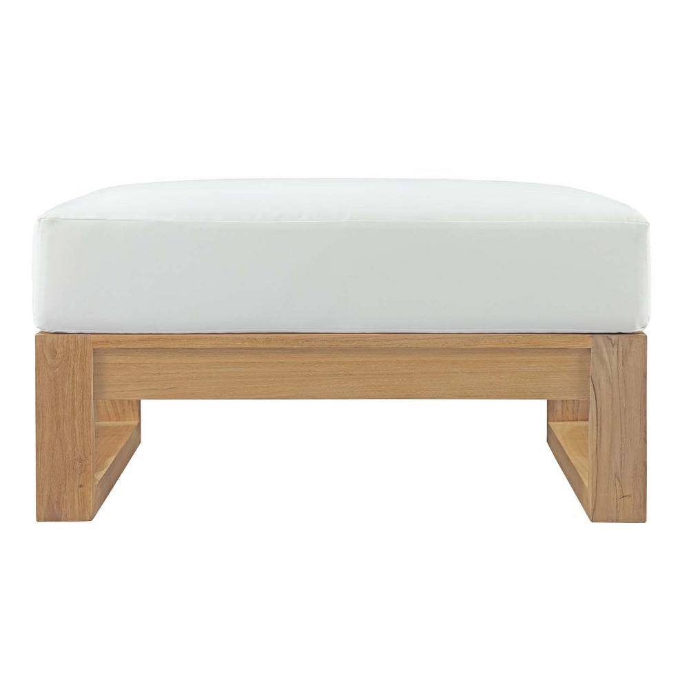 Upland Teak Wood Patio Ottoman in Natural White