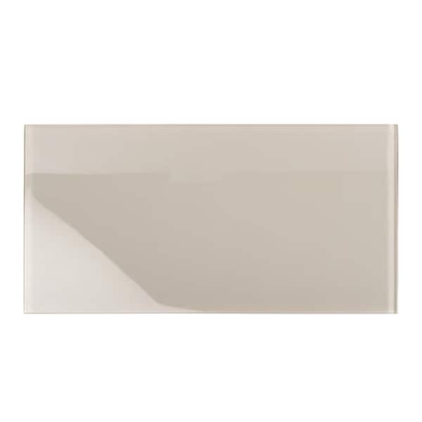 Apollo Tile Beige 4 in. x 5 in. Polished Glass Subway Tile Sample (0.13 sq. ft./Piece)