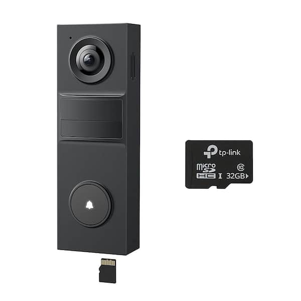 Tapo Smart Live View 2K Battery Powered Video Doorbell , 160° FOV, With SD Card - No Monthly Fees - Black