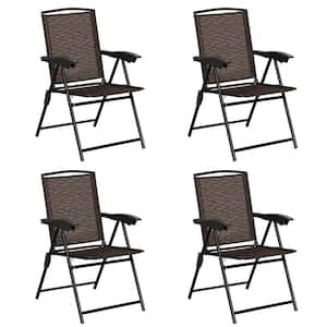 Foldable Steel Armrests Outdoor Dining Chair (Set of 4)