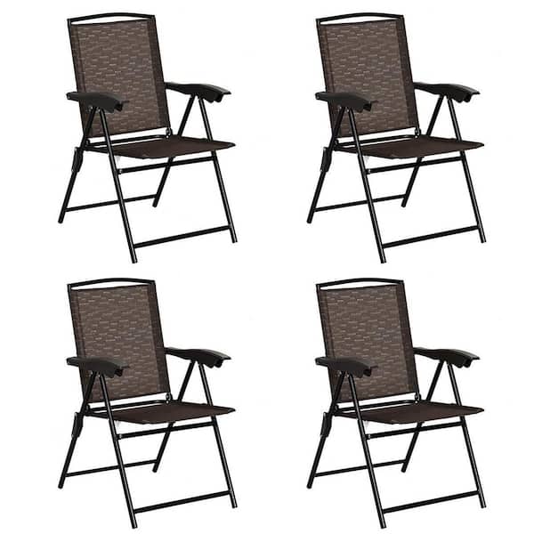 SUNRINX Foldable Steel Armrests Outdoor Dining Chair (Set of 4)
