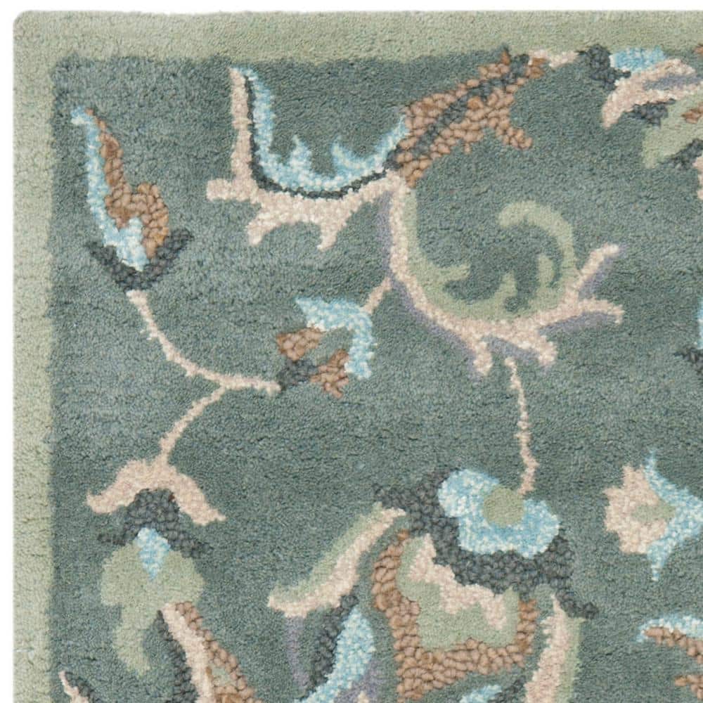 Gray Floral Handmade Wool Tufted Area Rug, 3' x 5'