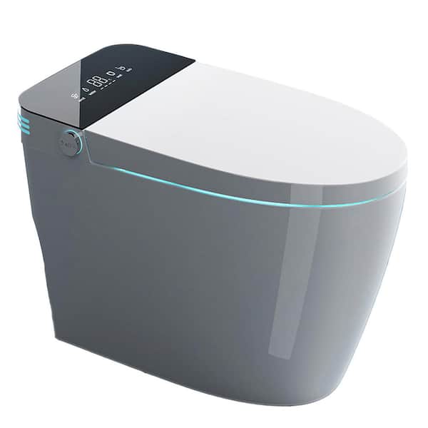 LORDEAR 1-Piece 1.28 GPF Dual Flush Cermaic Elongated Smart Bidet Toilet in White with Auto Open/Close Lid and Auto Flush