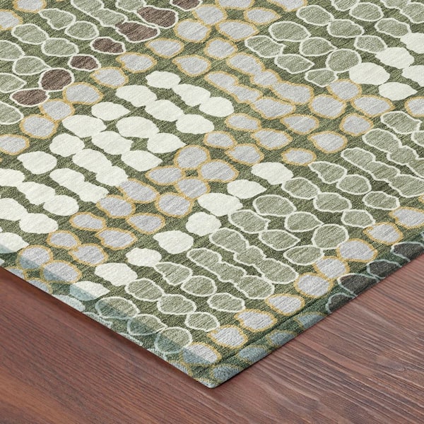 Chantille Machine Washable Indoor/Outdoor Abstract ACN2763 Olive 8 ft. x 10 ft. Area Rug