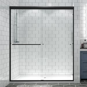 60 in. W x 70 in. H Sliding Framed Shower Door in Matte Black with 1/4 in. (6 mm) Clear Glass