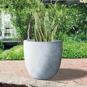 Medium 13.8 in. x 13.8 in. x 11.8 in. Cement Color Lightweight Concrete Modern Seamless Round Planter