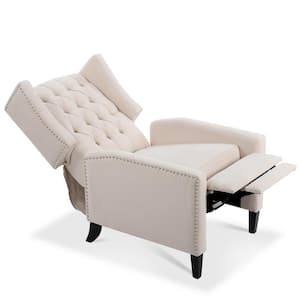 TD Garden Solid Wood Lounge Adjustable Outdoor Chair Ergonomic Comfort With Beige Cushion