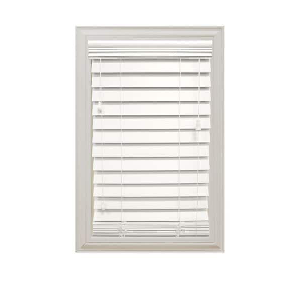 Home Decorators Collection White 2-1/2 in. Premium Faux Wood Blind - 23 in. W x 64 in. L (Actual Size 22.5 in. W x 64 in. L )