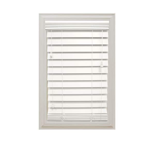 Home Decorators Collection White 2-1/2 in. Premium Faux Wood Blind - 16.5 in. W x 48 in. L (Actual Size 16 in. W x 48 in. L )