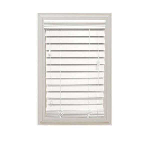 Home Decorators Collection White 2-1/2 in. Premium Faux Wood Blind - 13.5 in. W x 64 in. L (Actual Size 13 in. W x 64 in. L )