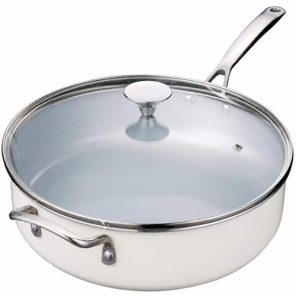 5 Qt. 12 In. Ceramic Nonstick Saute Pan with Lid and Stainless Steel Handle, Induction Compatible, PFOA