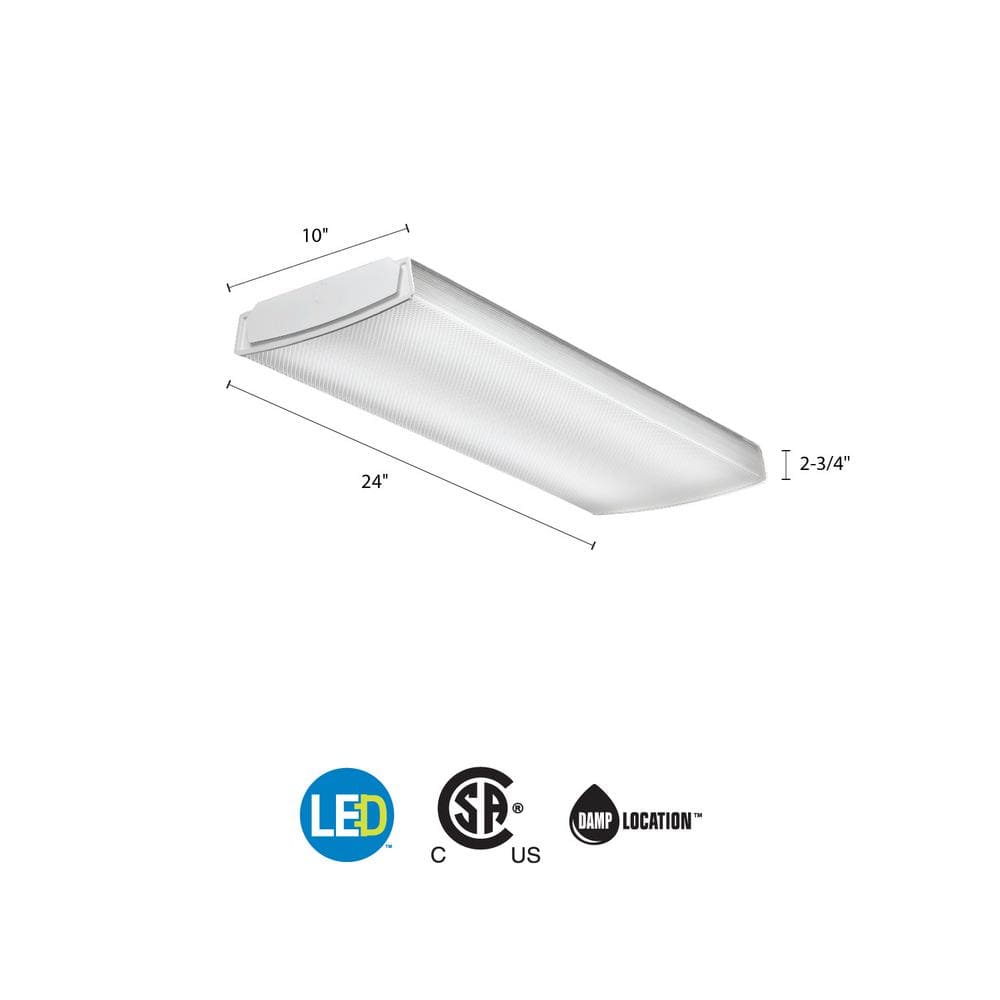 Sleek 2-Foot Integrated LED Wraparound Ceiling Light, 3500K Clear Shade