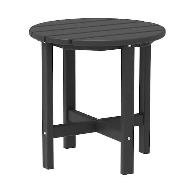 TIRAMISUBEST 17.7 in. x 17.7 in. Black Round Plastic Adirondack Side Table Only