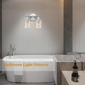 10.44 in. 2-Light Brushed Nickel Bathrooms Vanity Light