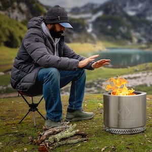 Traveler Portable Low Smoke 15 in. Round Wood-Burning Fire Pit in Stainless Steel with Carry Bag