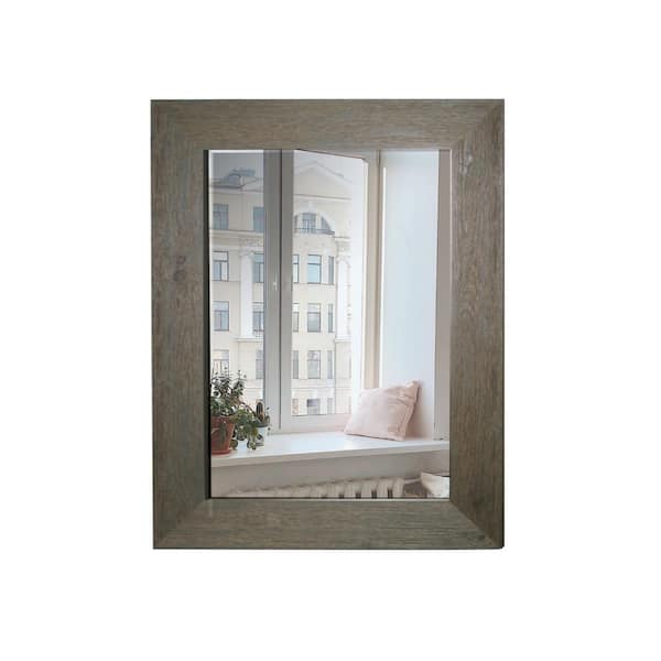 Mirrorize Canada Large Grey Wood Mirror (46 in. H X 34 in. W)