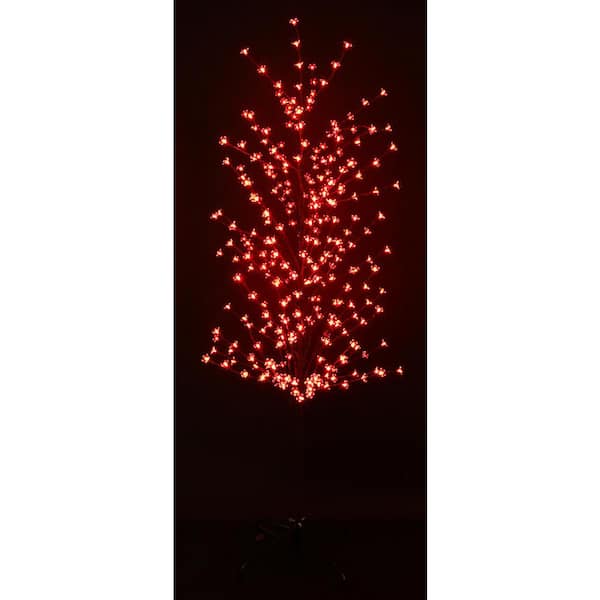 LB International 6 ft. Artificial Enchanted Garden LED Lighted Cherry Blossom Flower Tree in Red Lights