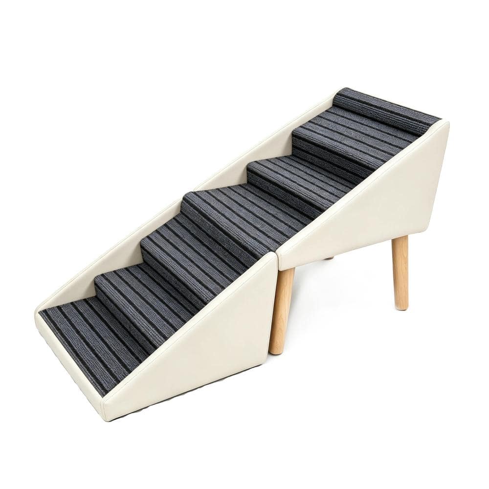 2-in-1 Dog Stair 6 Steps Folding Dog Ramp Dog Bed for Small Dog in Beige price history on PriceWatchPro