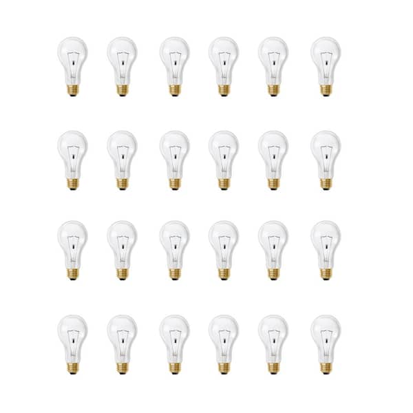 200-Watt A21 Utility High Brightness Clear Glass E26 Medium Base Incandescent Light Bulb, Soft White 2700K (24-Pack)