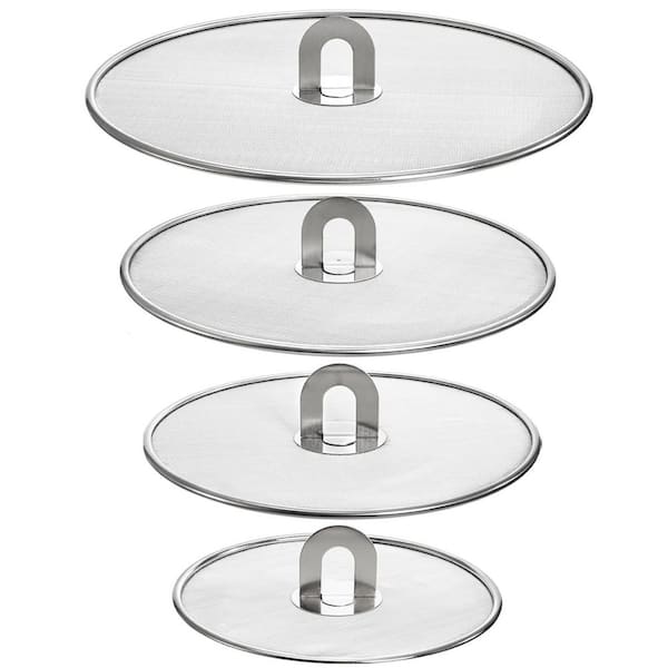 4-Pack Splatter Screen, 13 in. 11.5 in. 10 in. and 8 in. Stainless Steel Grease Splatter Guard with Fold Flat Knob