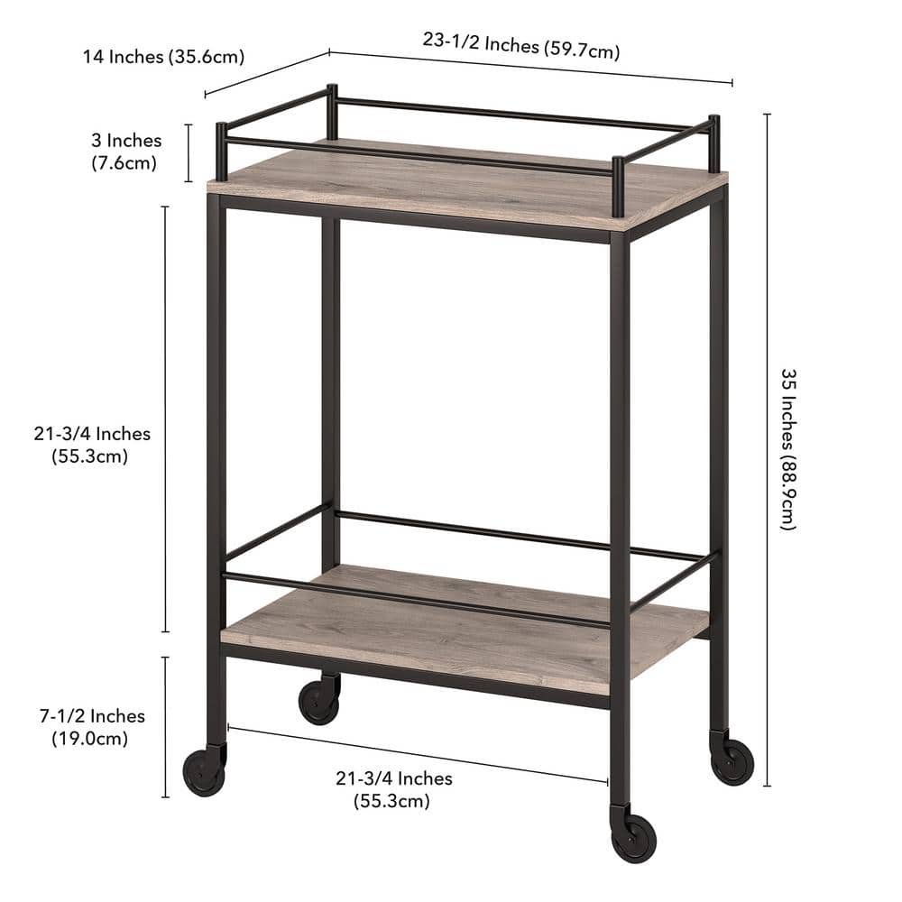 Barnes Modern Bar Cart with Storage - Antiqued Gray Oak