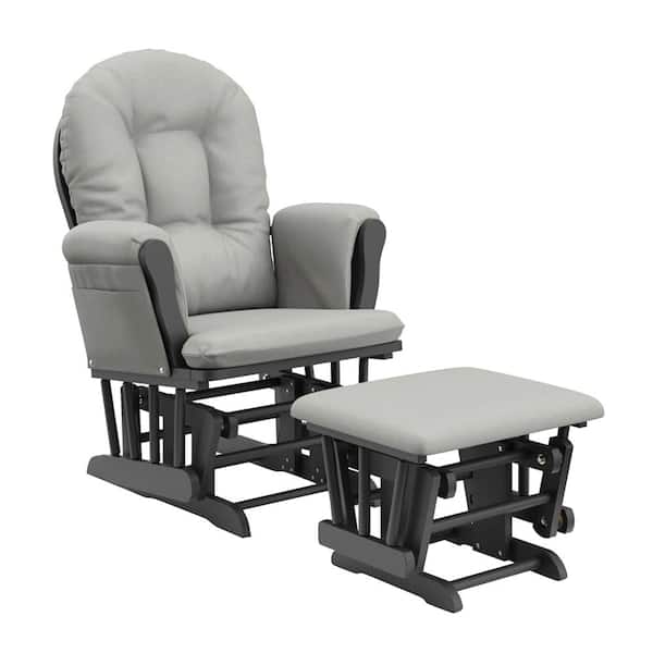 Storkcraft Hoop Gray with Light Gray Cushion Glider and Ottoman Set