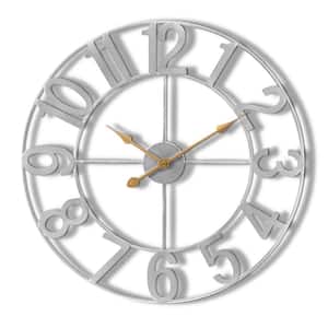 Silver Metal Analog Numeral Wall Clock