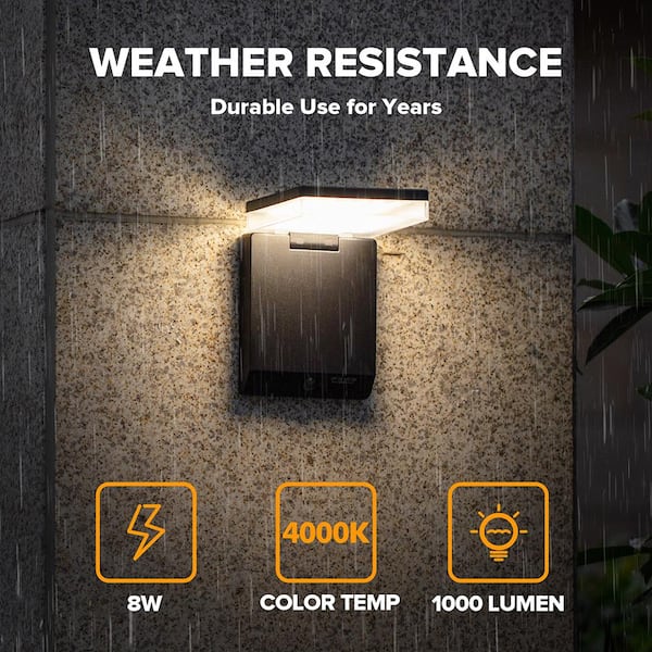 LUTEC 1-Light Black Outdoor Solar Powered Integrated LED