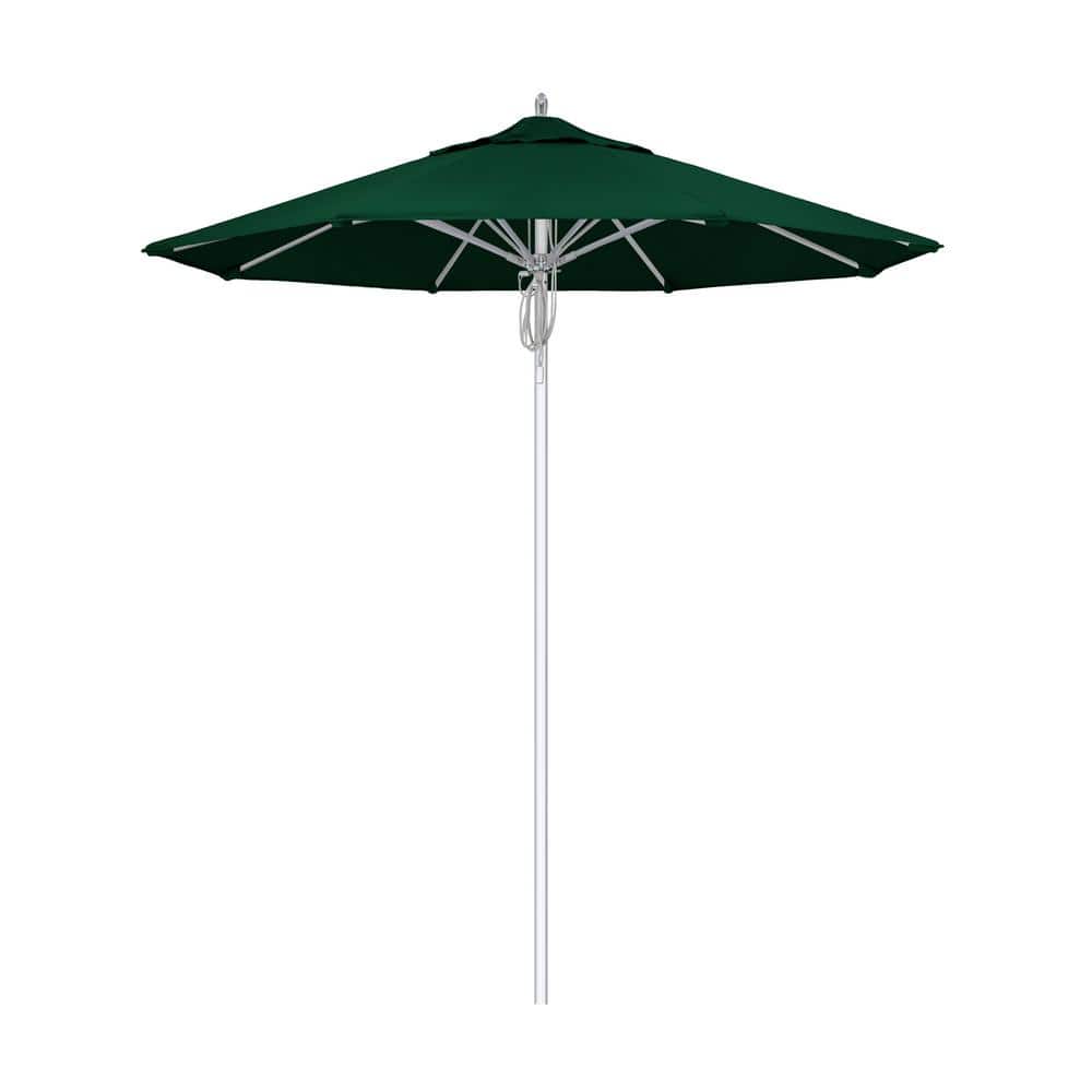 7.5 ft. Silver Aluminum Commercial Market Patio Umbrella Fiberglass Ribs and Pulley Lift in Forest Green Sunbrella price history on PriceWatchPro